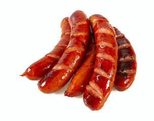 Grilled sausages isolated on a white background