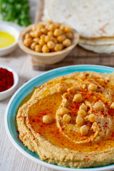 hummus on a white surface