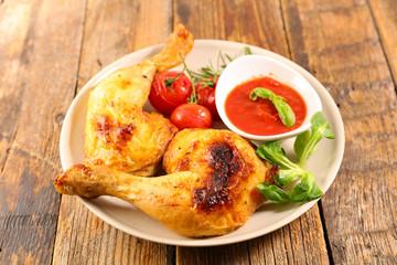 grilled chicken leg and tomato sauce