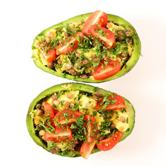 avocado salad isolated on white background