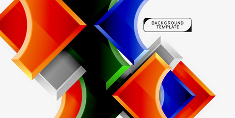 3d futuristic shapes vector abstract background made of glossy pieces with light effects