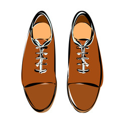  top view of men's shoes with laces, contour