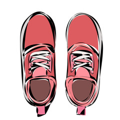 vector, isolated, top view, sneakers, contour