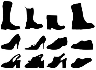  isolated shoe set silhouette