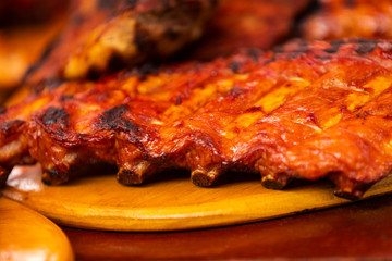 close up of mix grill served on a plate, selective focus