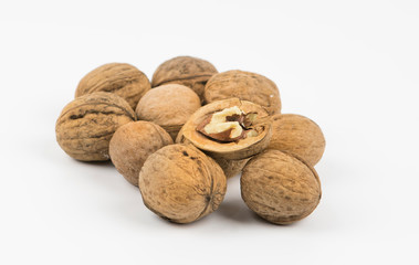 dry Walnut isolated on a white background 