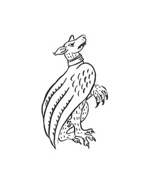 Medieval art chimera flying dog gargoyle