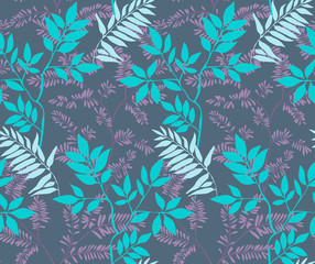 Seamless leaves pattern. Botanical background. Plant flower nature wallpaper.
