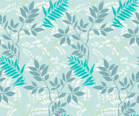 Seamless leaves pattern. Botanical background. Plant flower nature wallpaper.