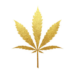 Gold cannabis indica leaf vector