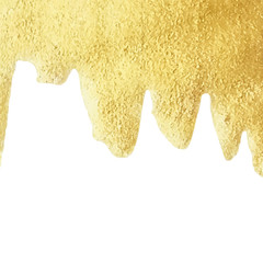 Fototapeta premium Gold paint drip isolated on white background