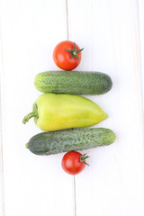 Fresh vegetables on white background