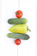 Fresh vegetables on white background