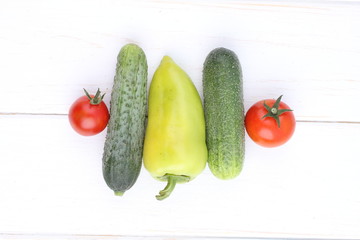 Fresh vegetables on white background