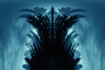 Scary background with ghost in dark night tones. Night silhouette of creepy monster in shadow with...