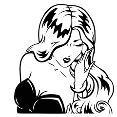 Vintage blonde pin up woman portrait