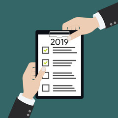 2019 new year resolution and target business check list together planning