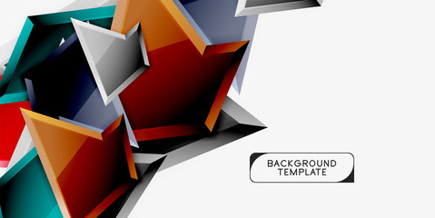 Bright colorful triangular poly 3d composition,abstract geometric background, minimal design, polygonal futuristic poster