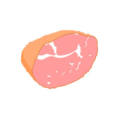 Smoked ham isolated. Piece of delicious pork bacon. Meat gourmet product. Vector illustration in flat style