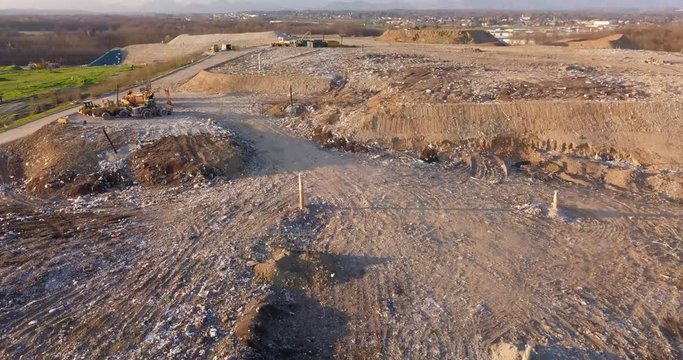 Aerial view of a solid waste landfill