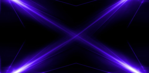 Dark blue tunnel, a ray of light. Abstract blue background.