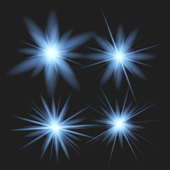 Fototapeta premium White glowing light set.