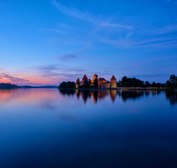 Fototapeta na wymiar Trakai Island Castle in lake Galve, Lithuania