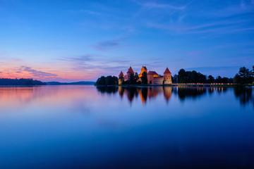 Fototapeta na wymiar Trakai Island Castle in lake Galve, Lithuania
