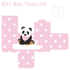 Template for baby girl panda gift box
