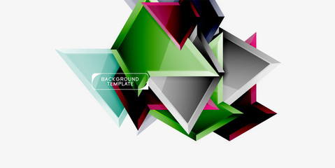 Minimal geometrical triangles with 3d effect abstract background template