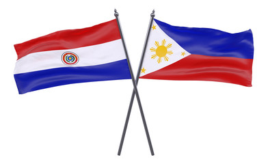 Fototapeta na wymiar Paraguay and Philippines, two crossed flags isolated on white background. 3d image