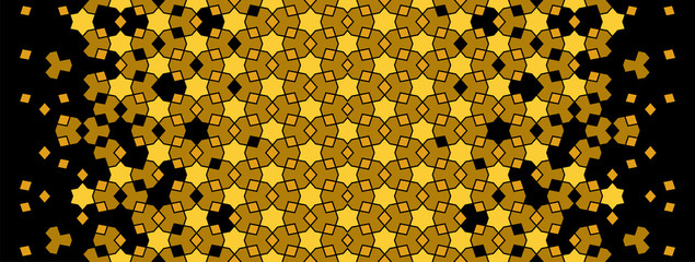 Arabesque vector seamless pattern. Geometric halftone texture with color tile disintegration or breaking