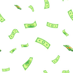 Dollar Seamless Pattern Vector. Green Money. Finance Currency. Cute Graphic Texture. Textile Backdrop. Colorful Background Illustration