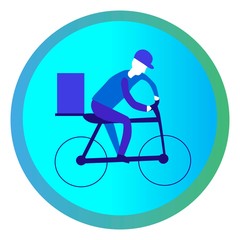 Fototapeta premium Courier on the bike. Flat illustration. Icon.