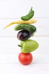 Fresh vegetables on white background