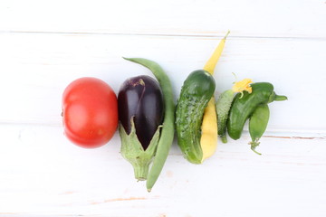 Fresh vegetables on white background