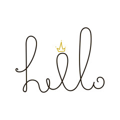 Hello calligraphic lettering with outline hand drawn,