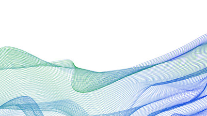 abstract background with wavy grid isolated on white