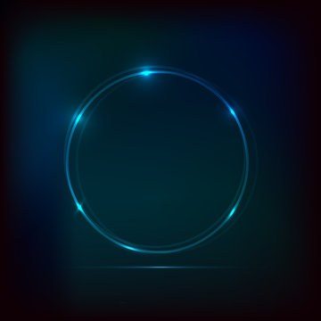Neon light abstract cirle frame