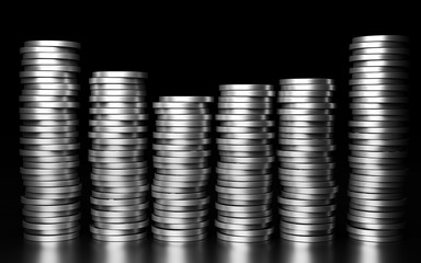 A pile of silver coins.