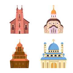 Isolated object of religion and building logo. Collection of religion and faith vector icon for stock.