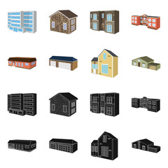 Isolated object of facade and housing icon. Collection of facade and infrastructure stock vector illustration.