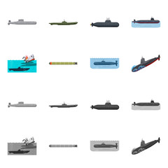 Isolated object of war  and ship logo. Collection of war  and fleet stock vector illustration.