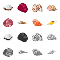 Vector illustration of animal and decoration logo. Set of animal and ocean vector icon for stock.