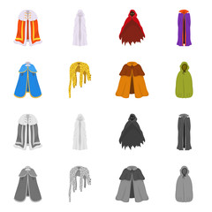 Isolated object of material and clothing symbol. Set of material and garment stock symbol for web.