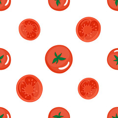 Vector seamless pattern with tomatoes. Vegetable background. Hand drawn style.
