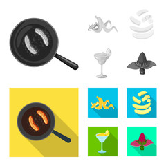 Isolated object of natural and vegetarian sign. Set of natural and eating stock vector illustration.