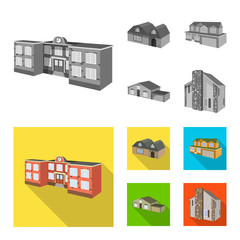 Vector design of facade and housing symbol. Set of facade and infrastructure stock vector illustration.