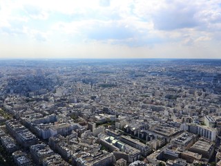 View of the city of Paris from the height of the Eiffel Tower.