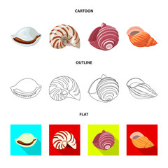 Vector illustration of animal and decoration icon. Collection of animal and ocean vector icon for stock.